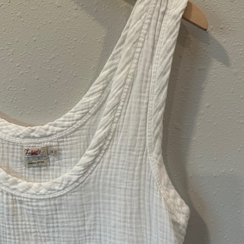 Faherty White Ribbed Scoop Neck Tank Top - Picture 7 of 13